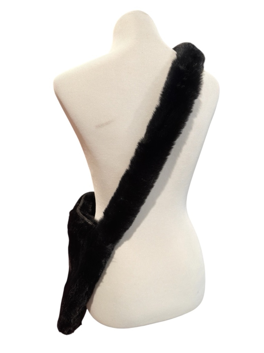 MPLAYGROUND Seoul Faux Fur Sling Shoulder Bag Black NWT - Picture 5 of 8